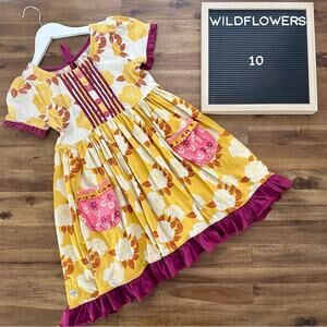 Wildflowers Written In The Stars Moon & Back Scout Dress 10 Yellow Red Floral